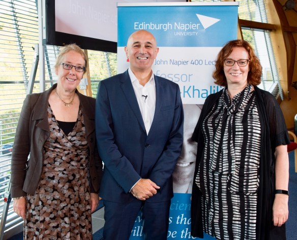 Professor Hazel Hall, Professor Jim Al-Khalili, and Dr Sandra Cairncross