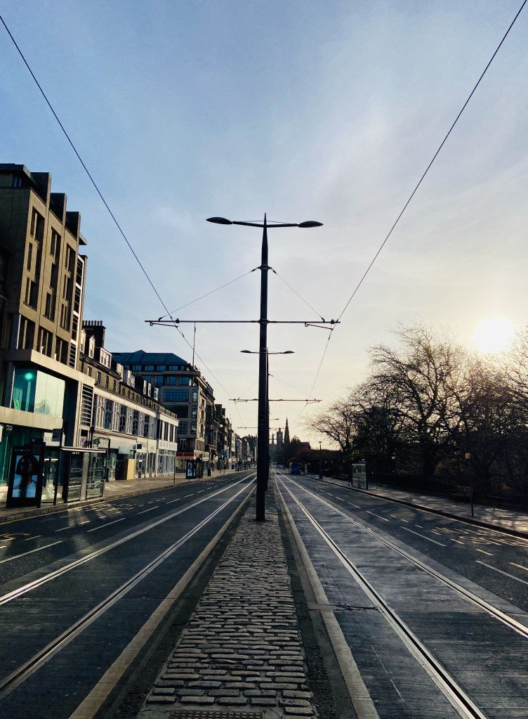 Deserted Princes Street looking east