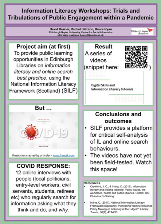 Information Literacy Workshops: Trials and tribulations of Public Engagement within a pandemic poster
